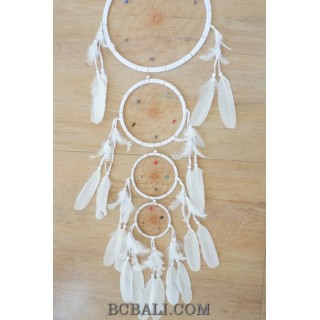 four circles feathers dream catcher wind chimes wall decoration